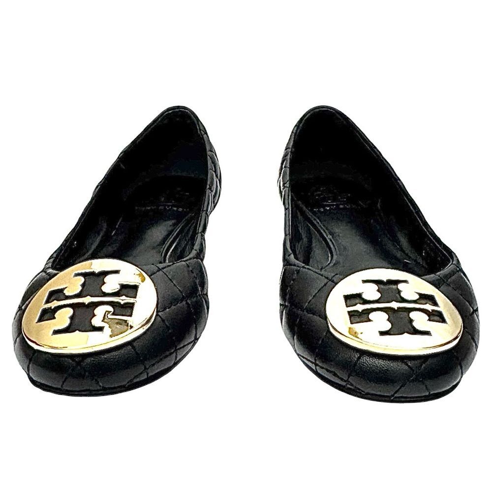 Tory Burch Women’s Ballet Flats Shoes Black Quilted Leather Size 6.5 M Pre-Owned - Picture 9 of 11